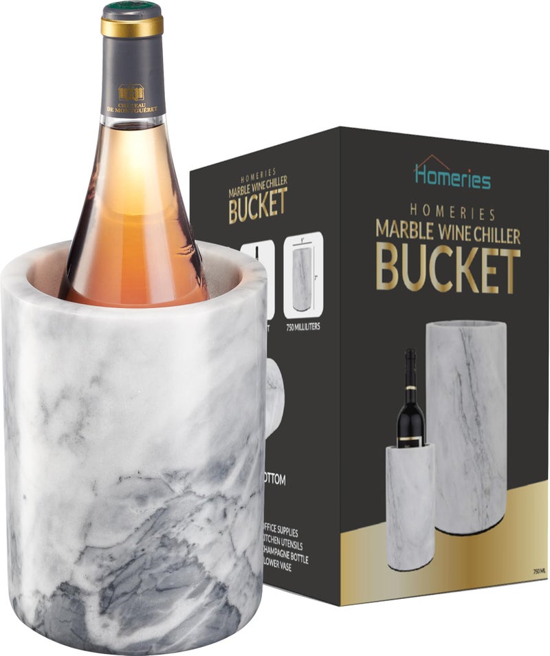 Homeries Marble Wine Chiller Bucket - Wine & Champagne Cooler for Parties, Dinner â€“ Keep Wine & Beverages Cold, Wine Chillers for Bottles â€“ Holds Any 750ml Bottle - Ideal Gift for Wine Enthusiasts - Image 1